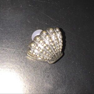 Pandora Sterling Silver Oyster Shell Charm with Pearl Bead; EUC
